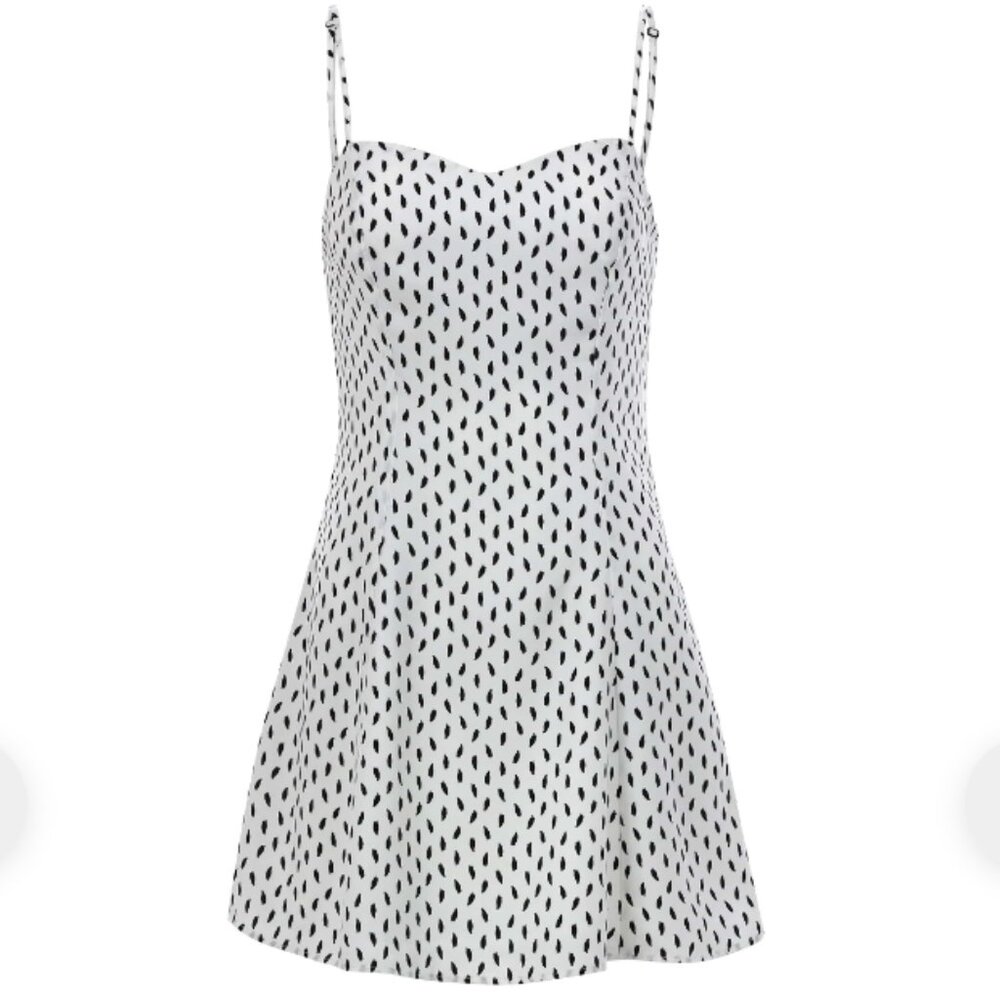 Sur La Cote Elsa 100% Rayon Ivory Black Mini Slip Dress